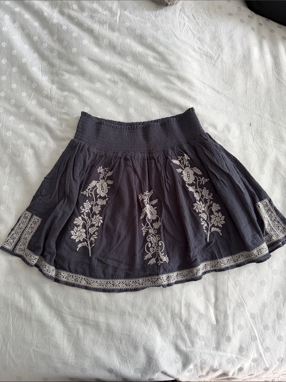 J. Crew Blue Embroidered Circle Skirt